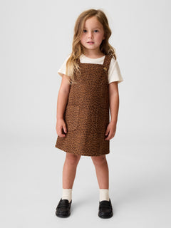 Gap Baby & Toddler Leopard Corduroy Jumper Dress in Leopard, full-length view on a child model