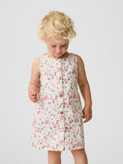 Gap Baby & Toddler Floral Jumper Dress in Fall multi, front view on a child model