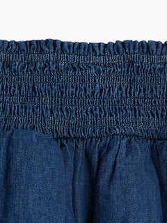 Gap Kids Denim Smocked Mini Skort in Dark wash, smocked waist detail