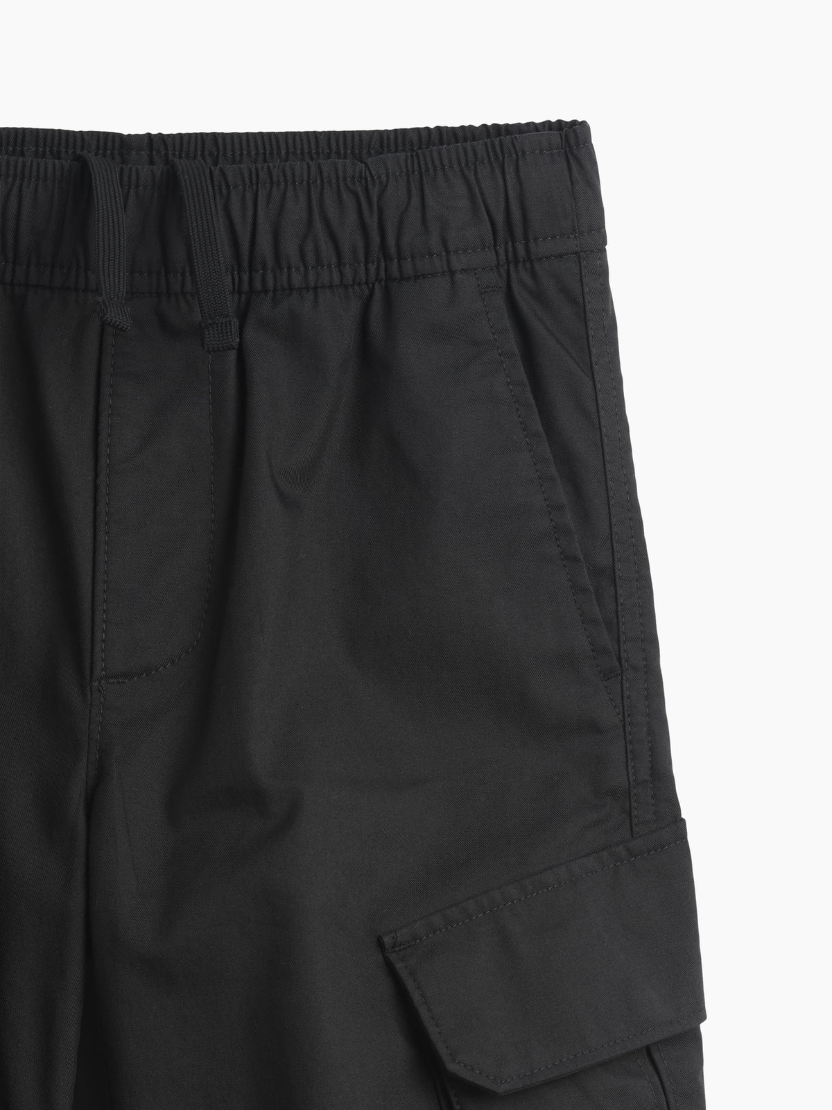 Gap Kids Quick-Dry Easy Cargo Pants in Black, waistband and cargo pocket detail