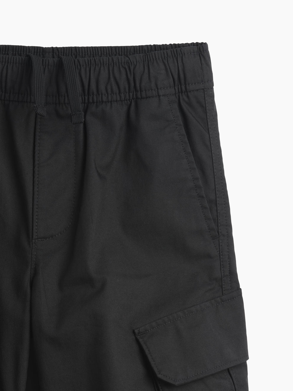 Gap Kids Quick-Dry Easy Cargo Pants in Black, waistband and cargo pocket detail