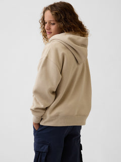Gap Kids VintageSoft Relaxed Logo Hoodie in Bedrock, back view on a child model