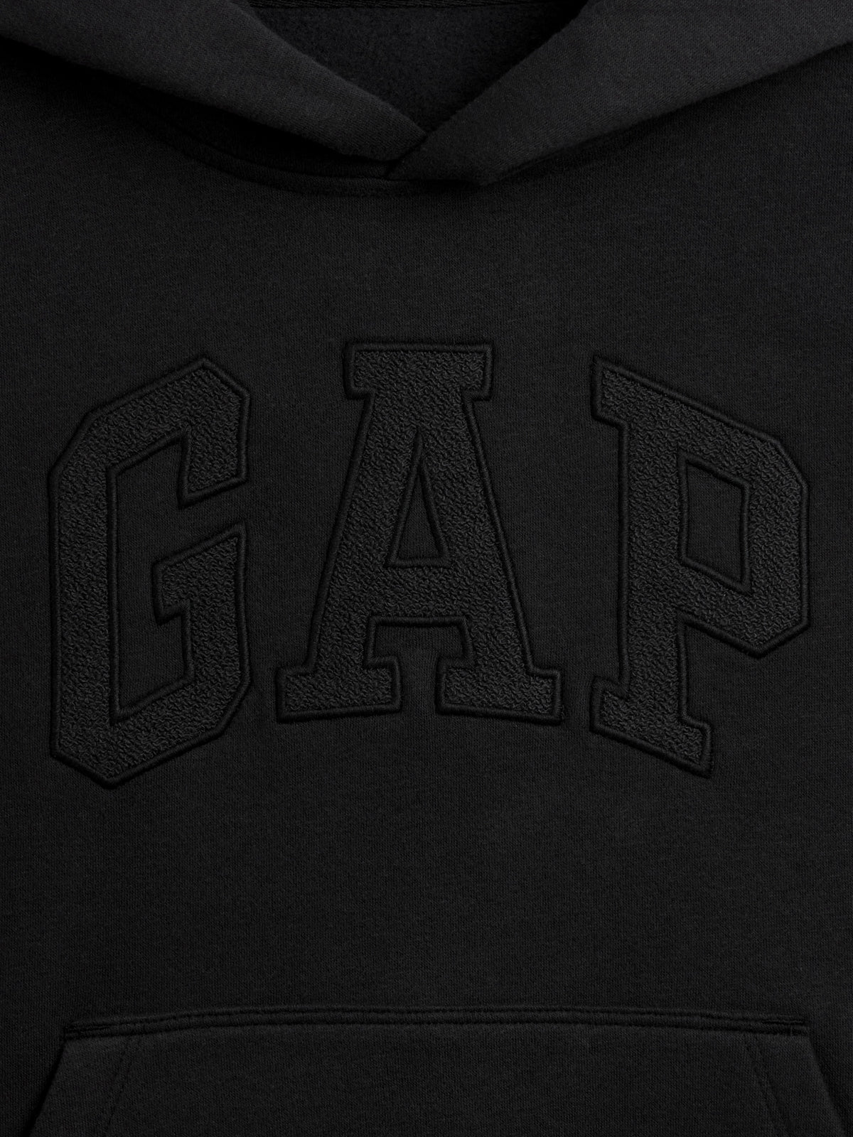 Gap Kids VintageSoft Relaxed Logo Hoodie in Moonless night, logo detail