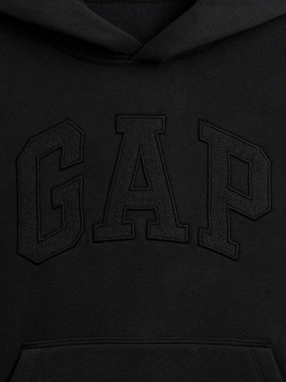 Gap Kids VintageSoft Relaxed Logo Hoodie in Moonless night, logo detail
