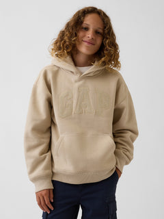 Gap Kids VintageSoft Relaxed Logo Hoodie in Bedrock, front view on a child model