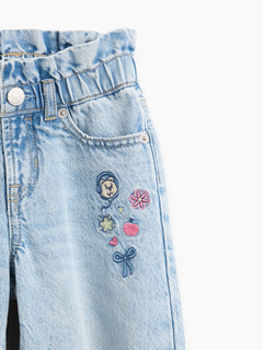 Gap Baby & Toddler Embroidered Horseshoe Jeans in Light wash embroidered, front pocket and flower embroidery detail