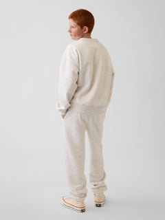 Gap Kids VintageSoft Relaxed Joggers in Pale heather grey, back view on a child model