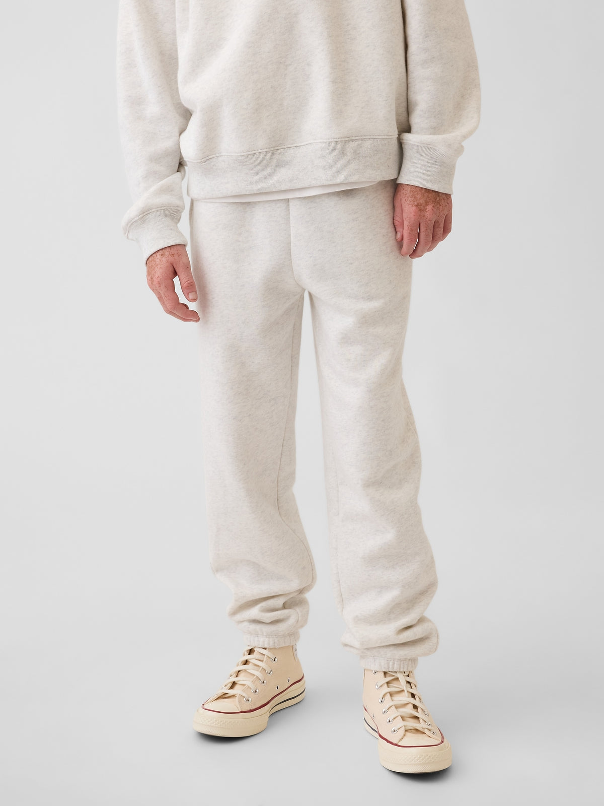 Gap Kids VintageSoft Relaxed Joggers in Pale heather grey, front view on a child model