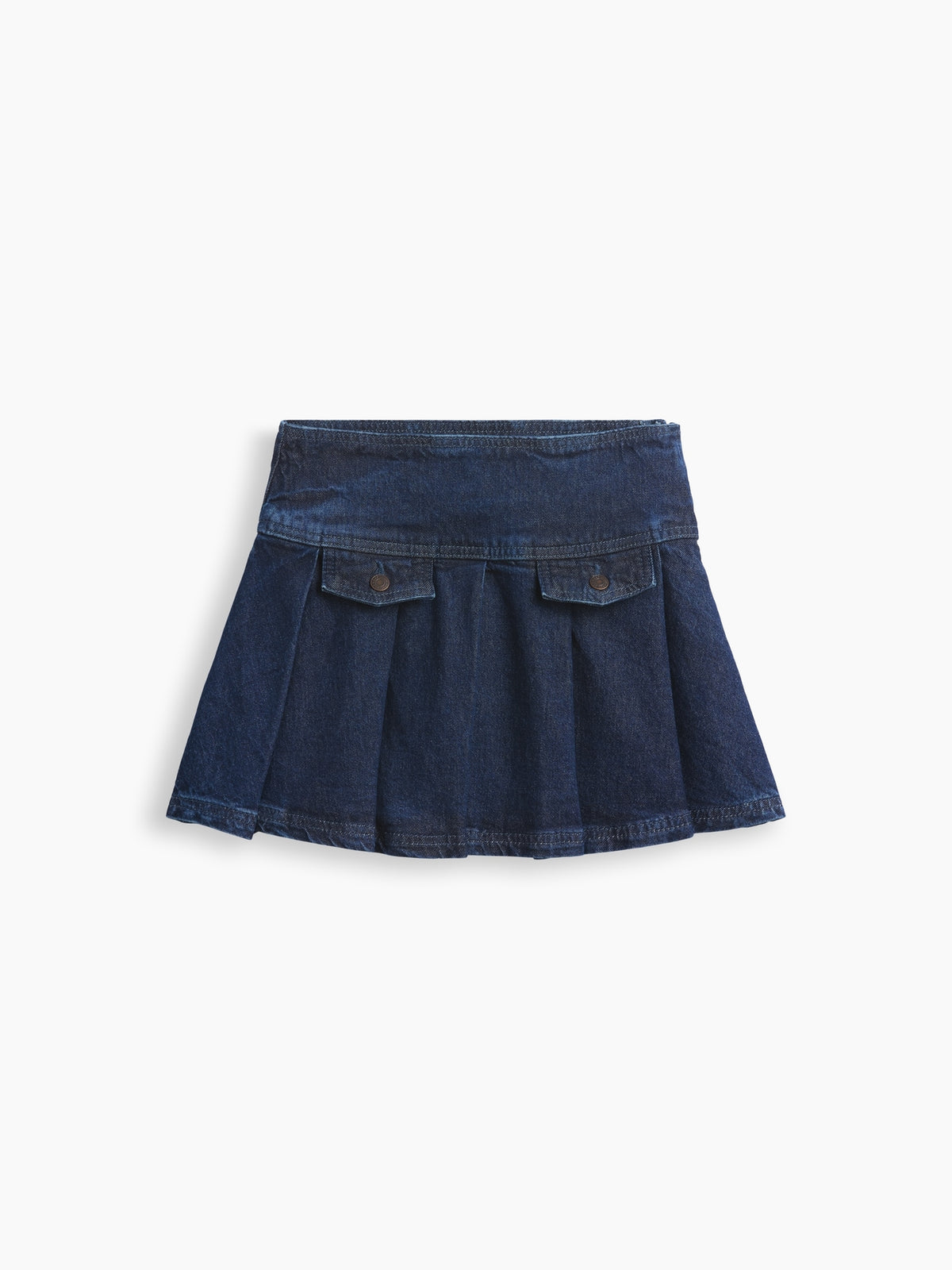 Gap Kids Denim Pleated Mini Skirt in Medium wash, product-only front view