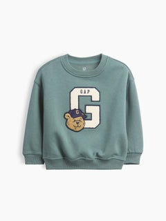 Gap Baby & Toddler VintageSoft Varsity Logo Sweatshirt in district green, product-only front view