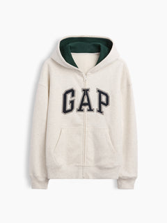 Gap Kids VintageSoft Logo Zip Hoodie in Pale heather grey, product-only front view