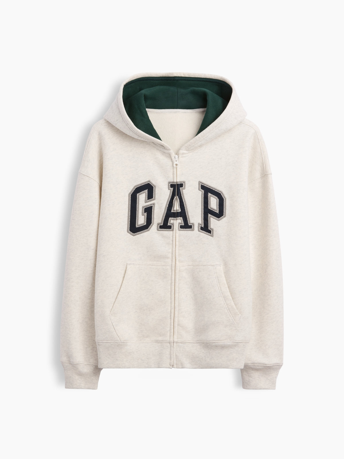 Gap Kids VintageSoft Logo Zip Hoodie in Pale heather grey, product-only front view