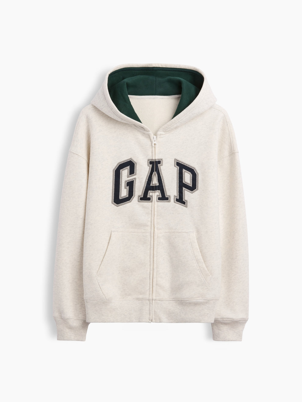 Gap Kids VintageSoft Logo Zip Hoodie in Pale heather grey, product-only front view