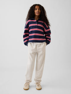Gap Kids VintageSoft Relaxed Joggers in Pale heather grey, full-length view on a child model