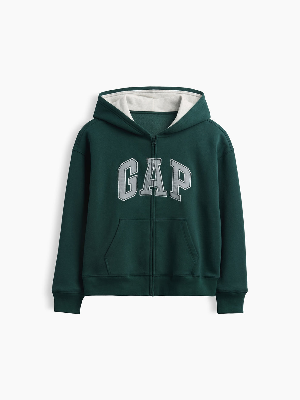 Gap Kids VintageSoft Logo Zip Hoodie in Deep hunter, product-only front view