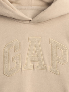 Gap Kids VintageSoft Relaxed Logo Hoodie in Bedrock, logo detail