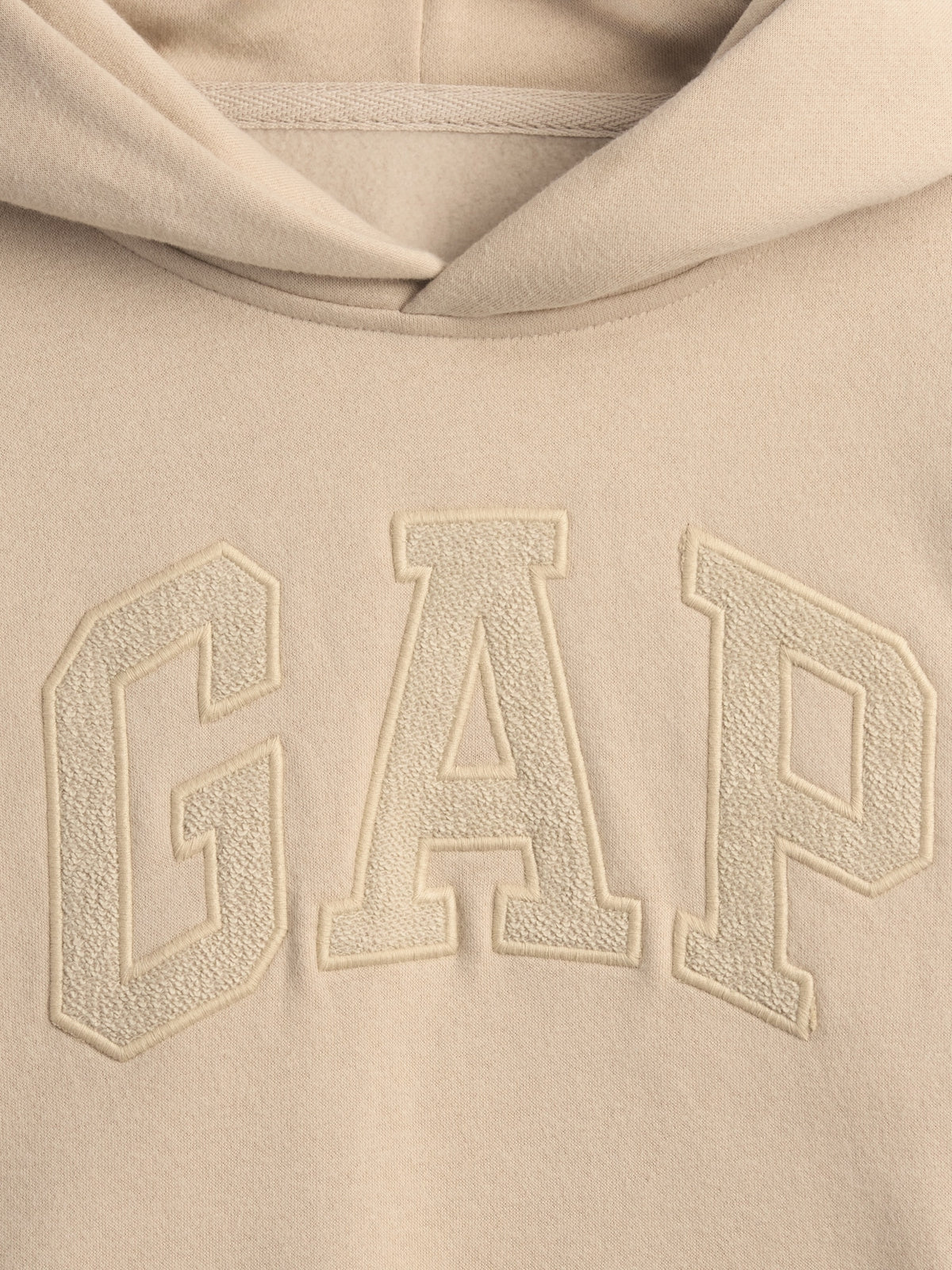 Gap Kids VintageSoft Relaxed Logo Hoodie in Bedrock, logo detail