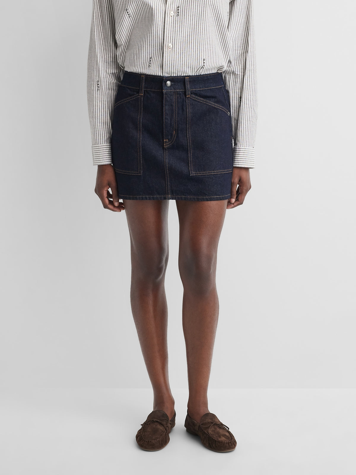 Gap × A.P.C. Denim Mini Skirt in Rinse Siene - alternate view 1
