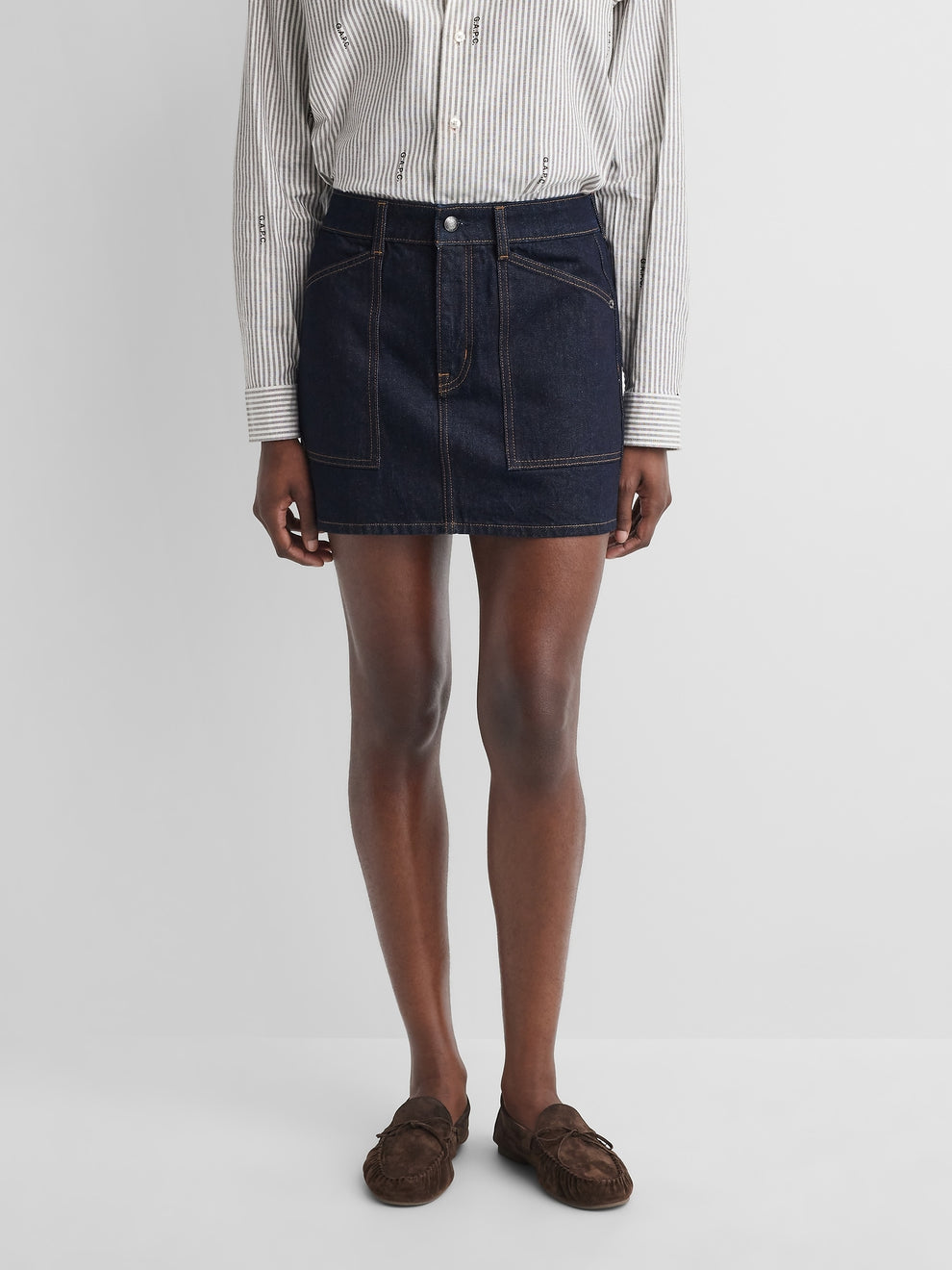 Gap × A.P.C. Denim Mini Skirt in Rinse Siene - alternate view 1