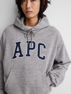 Gap × A.P.C. Extra Heavyweight Logo Hoodie in Heather Grey - alternate view 6