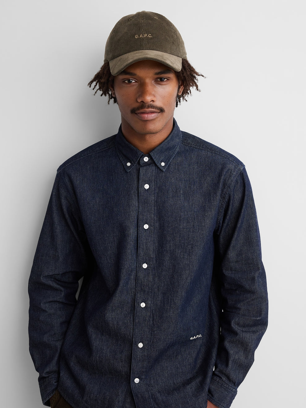 Gap × A.P.C. Logo Corduroy Baseball Hat in Oil Green