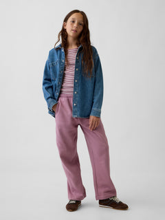 Gap Kids Rib T-Shirt in Pink stripe, full-length view on a model