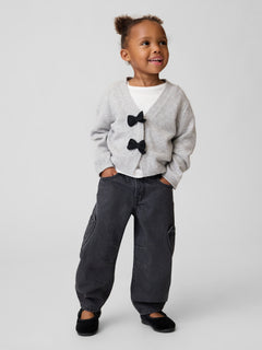 Gap Baby & Toddler Heart Pocket Horseshoe Jeans in Black wash, full-length view on a child model
