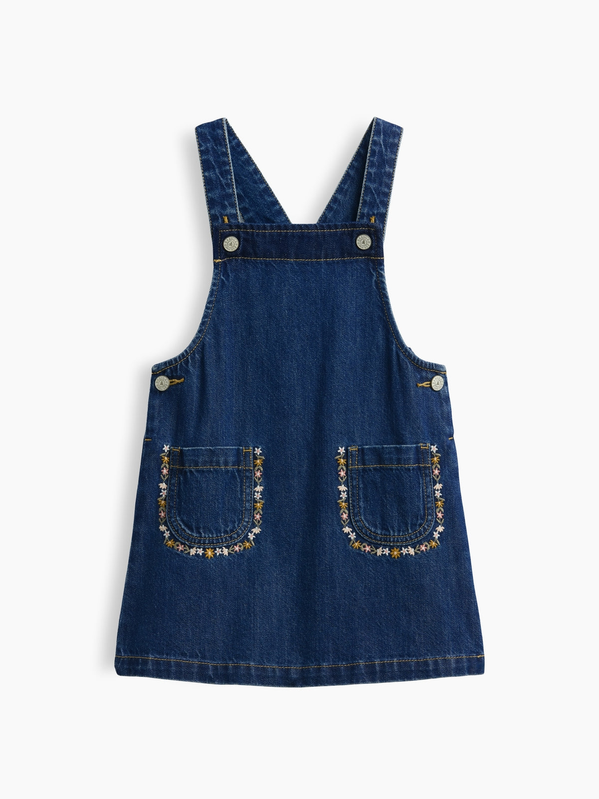Gap Baby & Toddler Embroidered Denim Skirtall in Medium wash, product-only front view