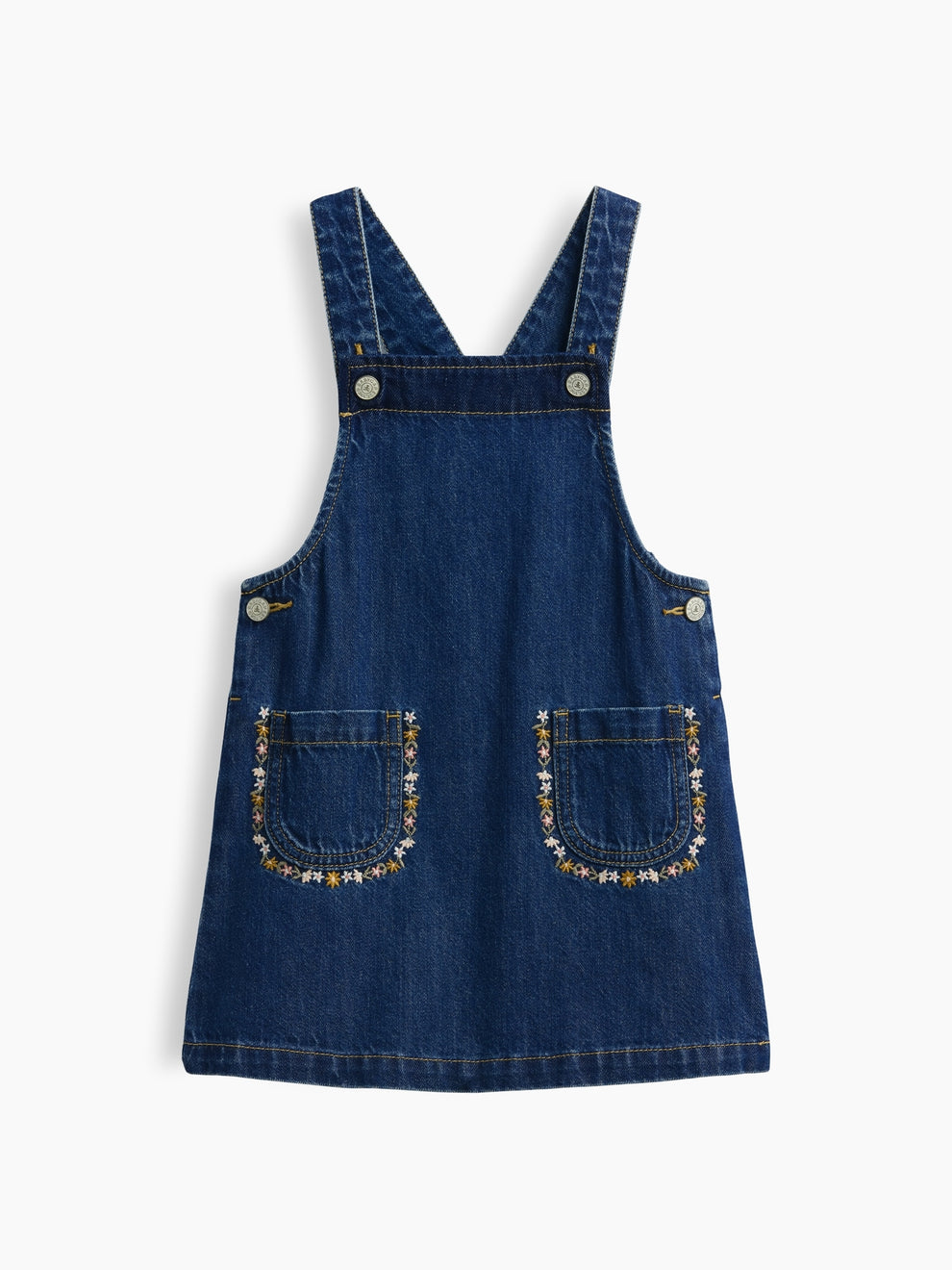Gap Baby & Toddler Embroidered Denim Skirtall in Medium wash, product-only front view