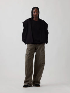 Black VintageSoft oversized scarf hoodie, alternate full-length styling