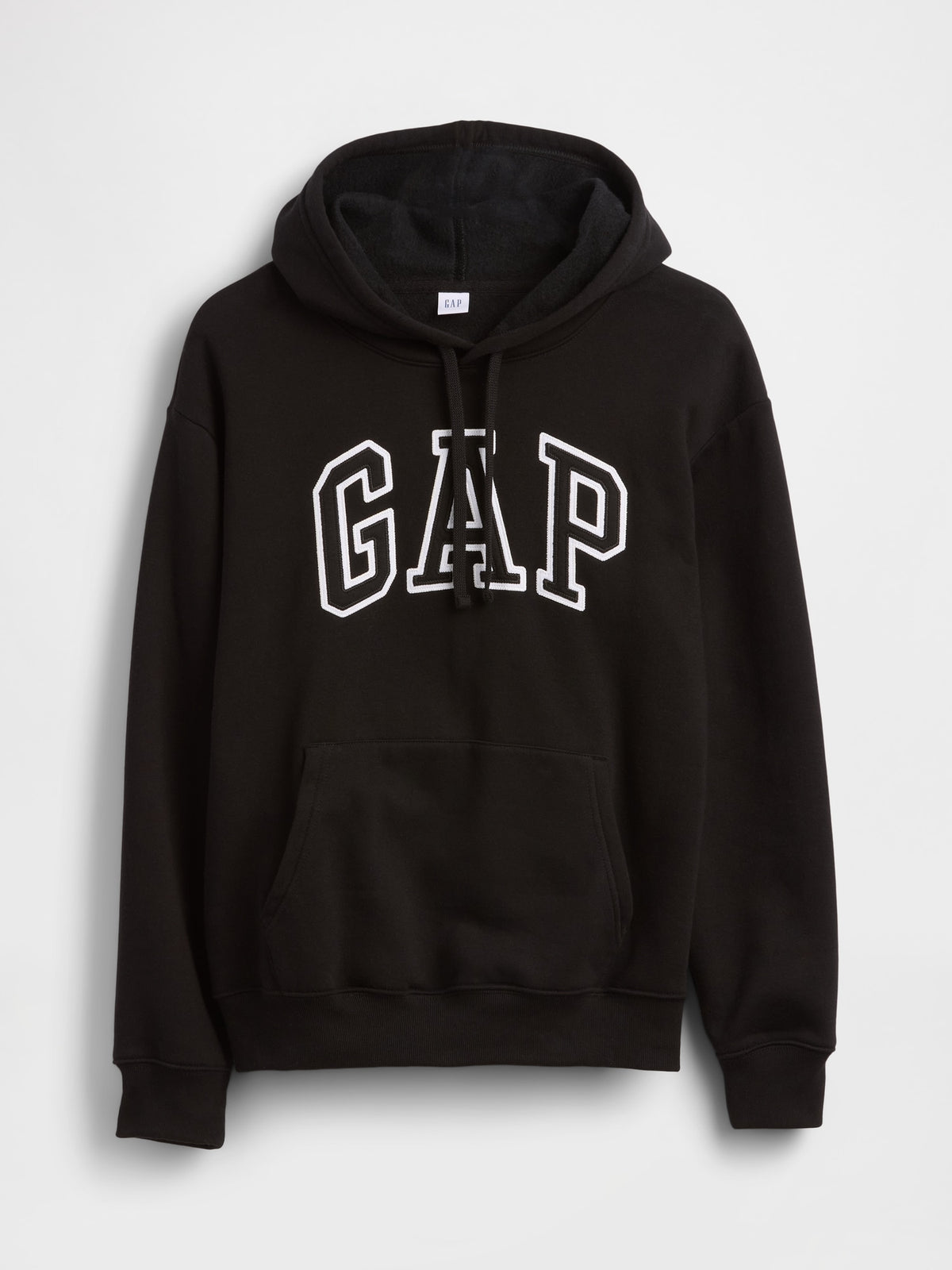 Relaxed Gap Logo Hoodie in true black, product-only front view
