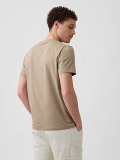 Gap Arch Logo T-shirt in BEACHWOOD, back view on a model