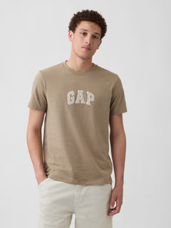 Gap Arch Logo T-shirt in BEACHWOOD, front view on a model