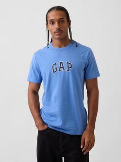Gap Arch Logo T-shirt in blue, front view on a model