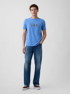 Gap Arch Logo T-shirt in cabana blue, full-length view on a model