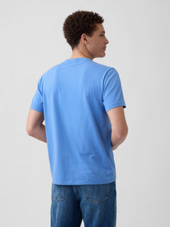 Gap Arch Logo T-shirt in cabana blue, back view on a model