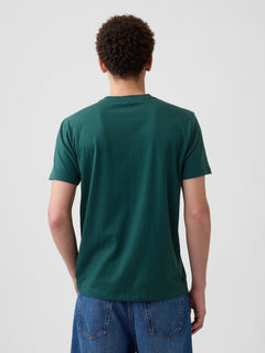 Gap Arch Logo T-shirt in hunter green, back view on a model