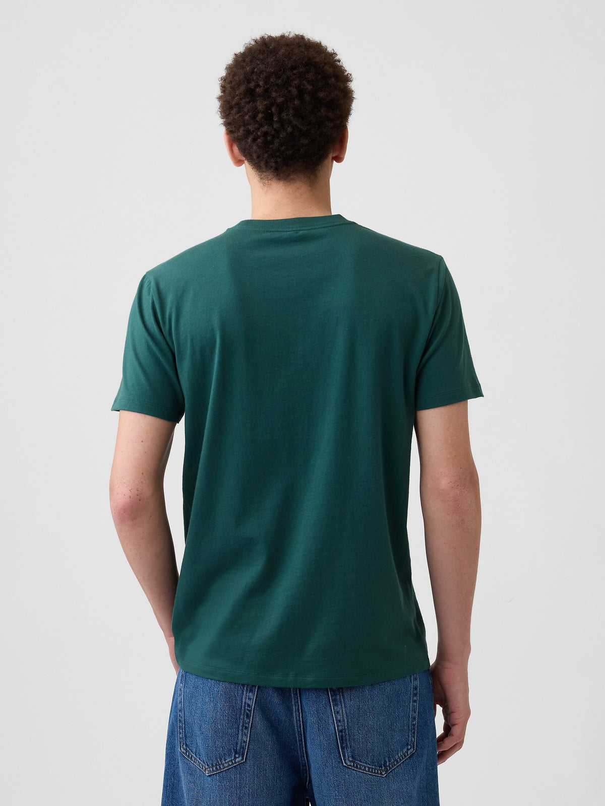 Gap Arch Logo T-shirt in hunter green, back view on a model