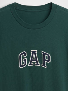 Gap Arch Logo T-shirt in hunter green, neckline and logo detail