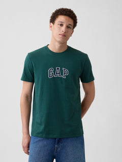 Gap Arch Logo T-shirt in hunter green, front view on a model