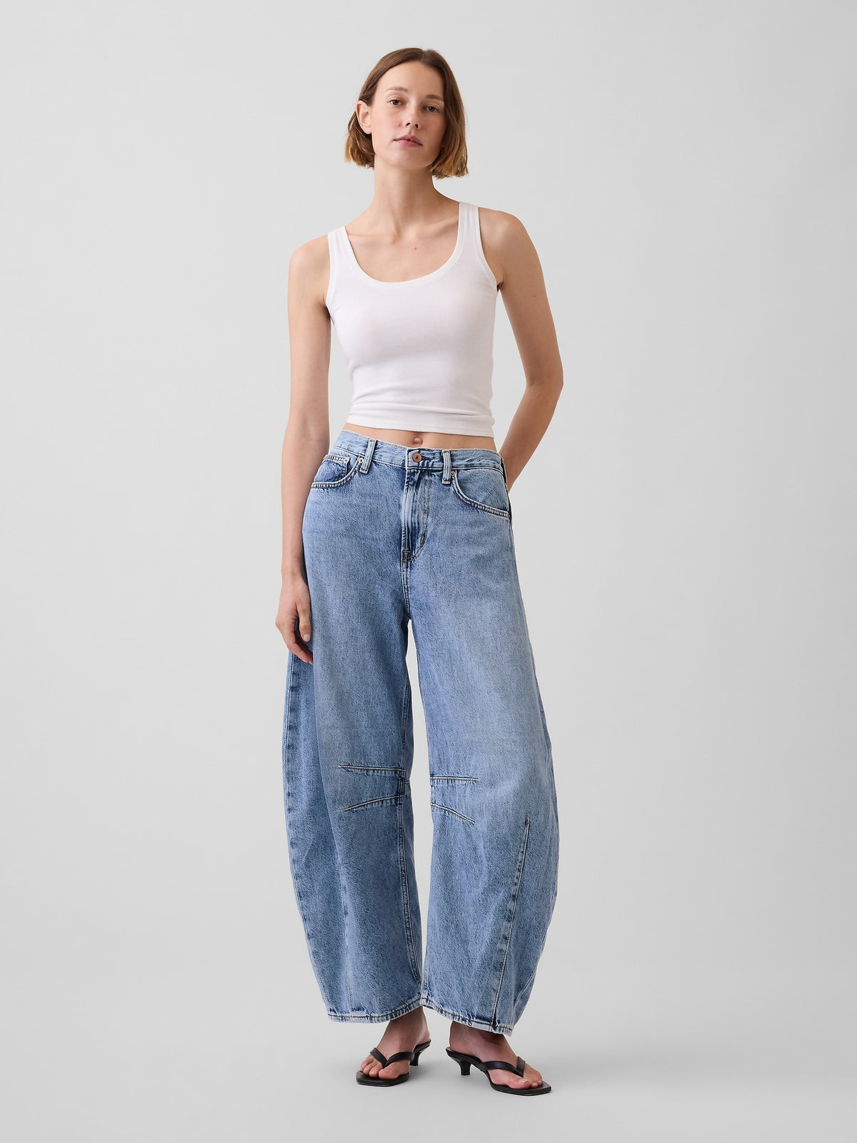 High Rise UltraSoft Horseshoe Jeans - Medium indigo