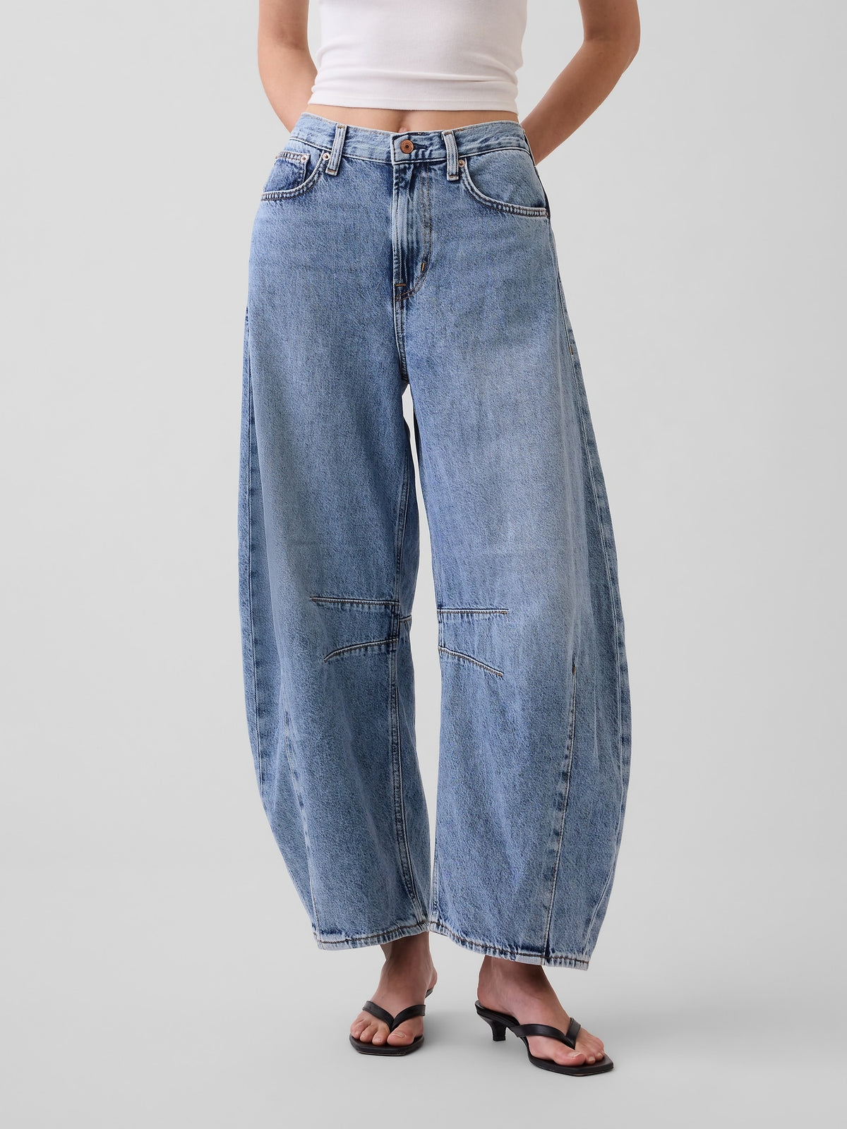 High Rise UltraSoft Horseshoe Jeans - Medium indigo