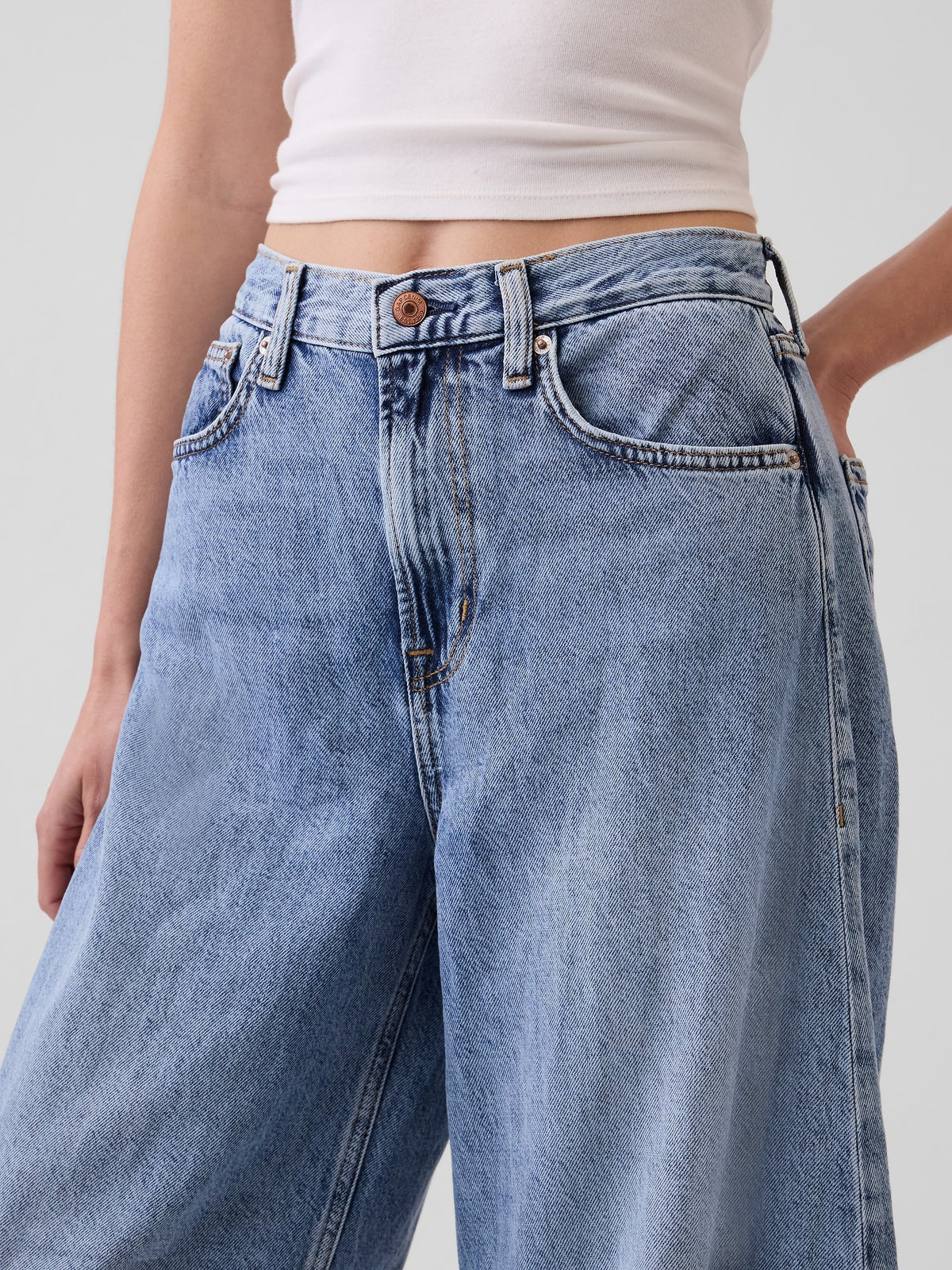 High Rise UltraSoft Horseshoe Jeans - Medium indigo