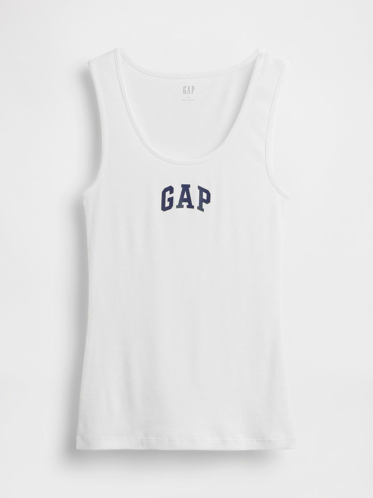 Gap Logo Ribbed Tank Top in white, product-only front view