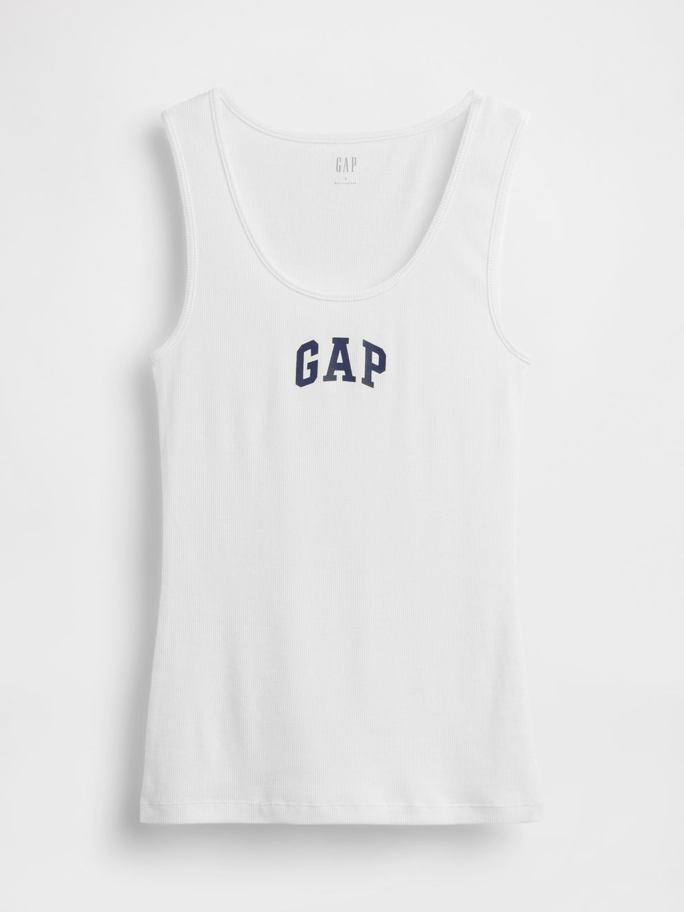 Gap Logo Ribbed Tank Top in white, product-only front view