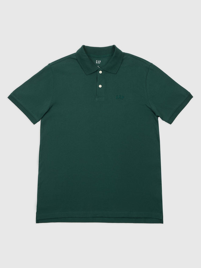 Gap Logo Pique Polo Shirt - Deep Hunter - Front