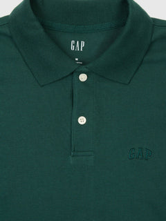 Gap Logo Pique Polo Shirt - Deep Hunter - Detail