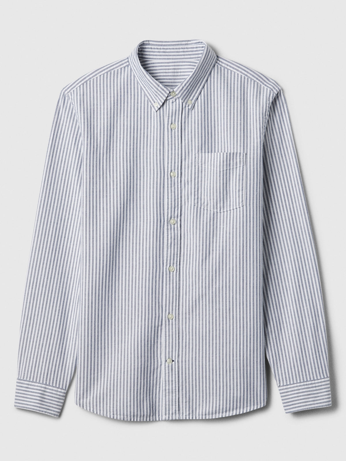 Gap Oxford Shirt in Standard Fit in blue track stripe, product-only front view