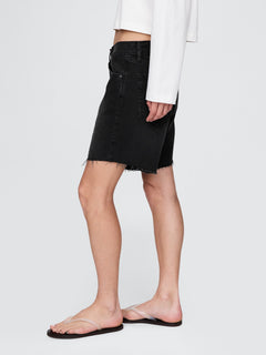 8" Mid Rise '90s Loose Denim Bermuda Shorts - Black