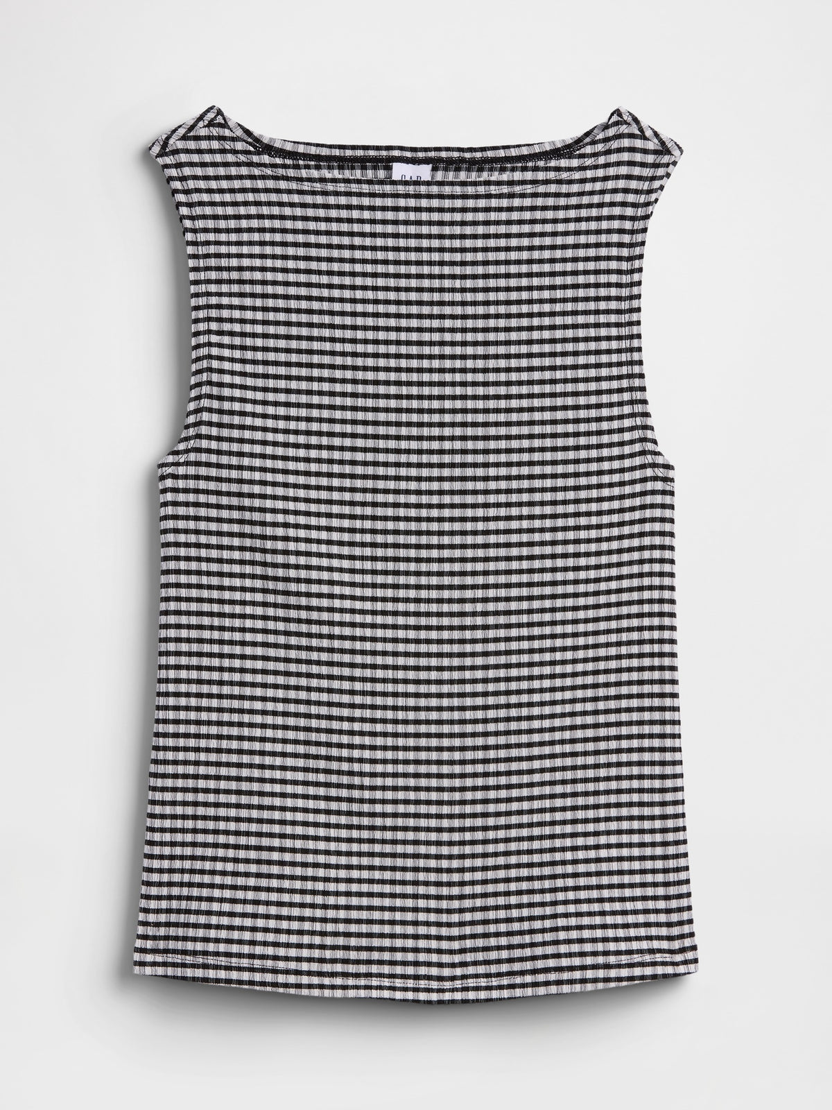 Gap Boatneck Tank Top in black and white gingham, product-only front view